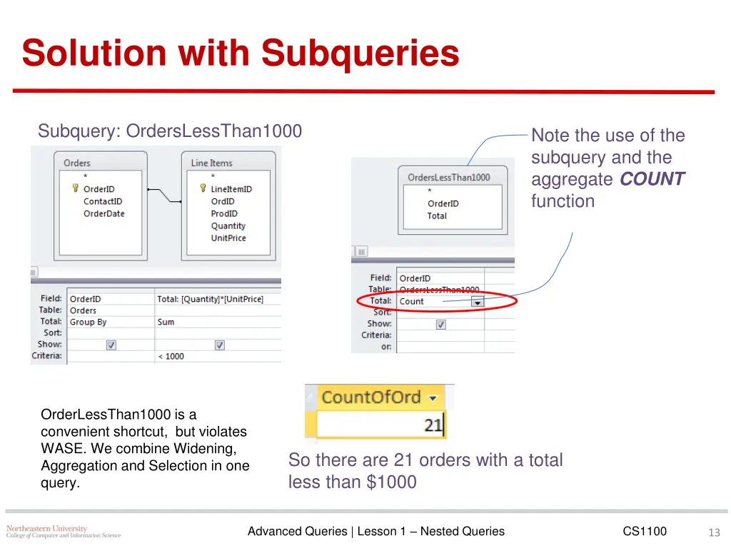 solution with subqueries