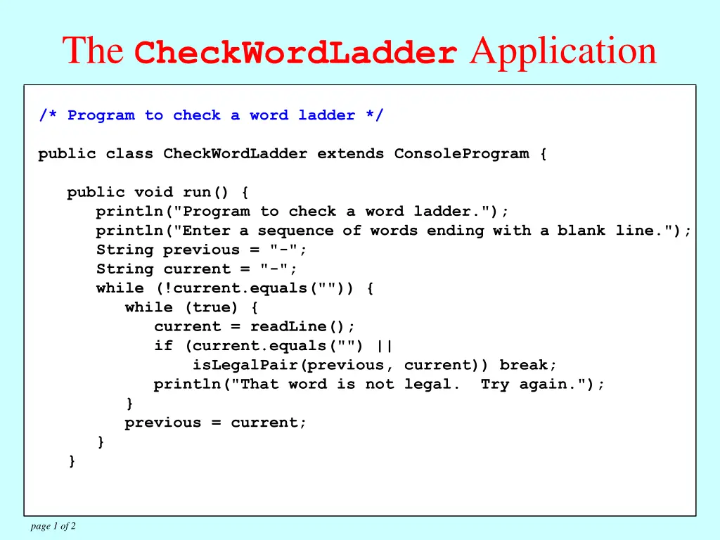 the checkwordladder application