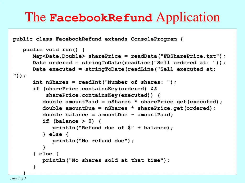 the facebookrefund application