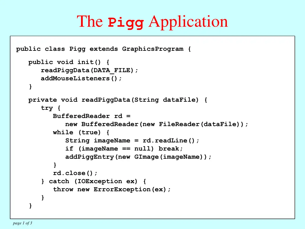 the pigg application