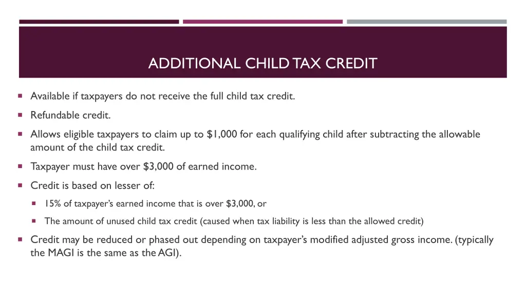 additional child tax credit