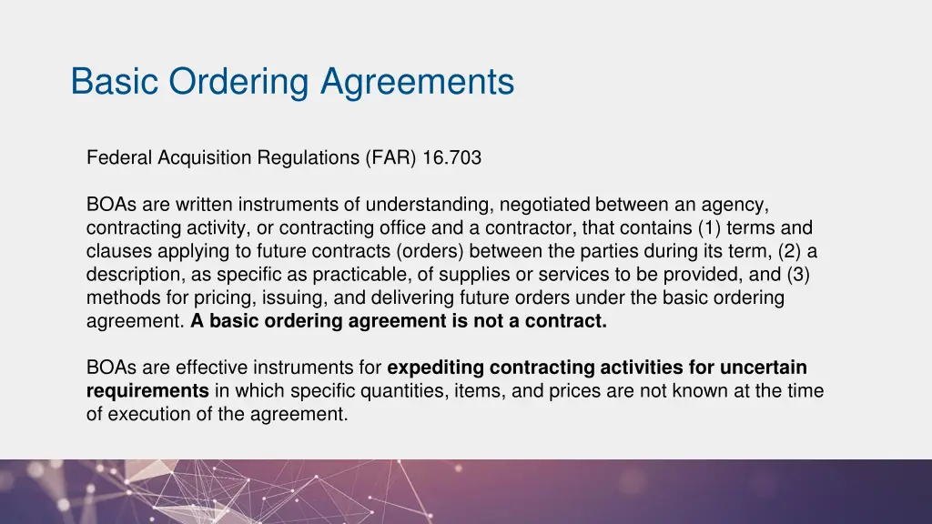 basic ordering agreements