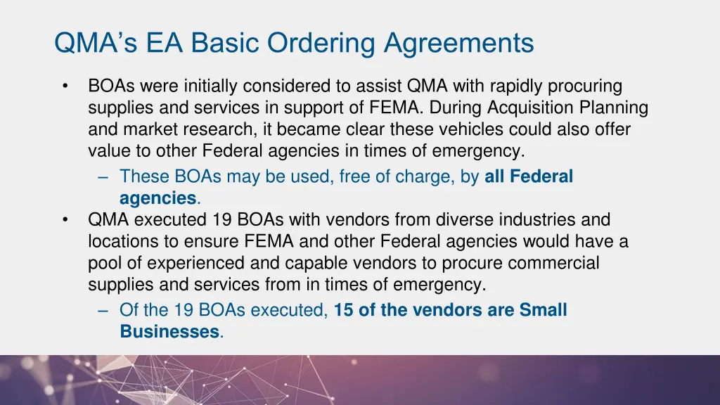 qma s ea basic ordering agreements