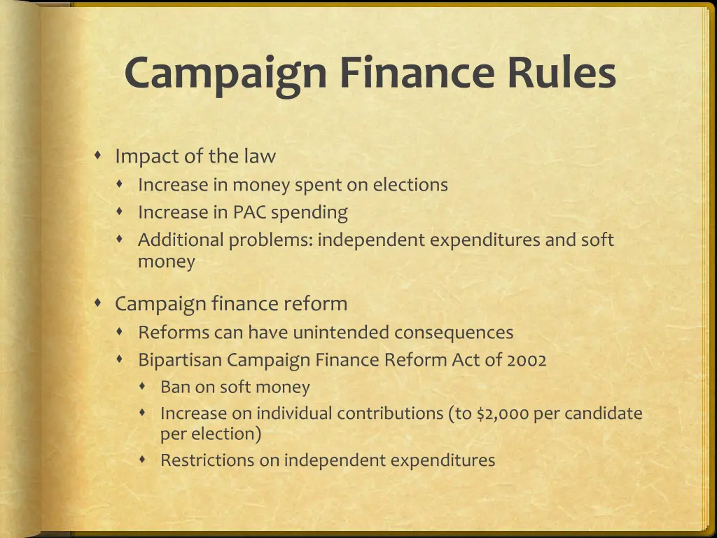 campaign finance rules 1