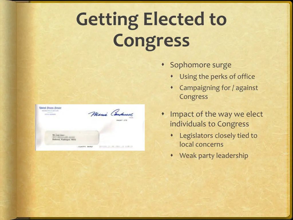 getting elected to congress 1