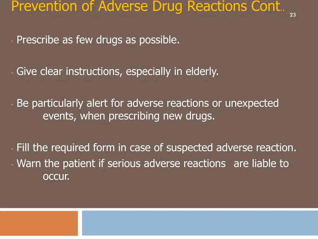 prevention of adverse drug reactions cont