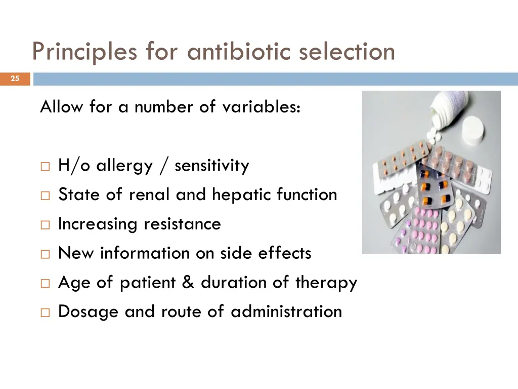 principles for antibiotic selection