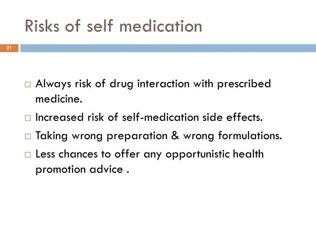 risks of self medication