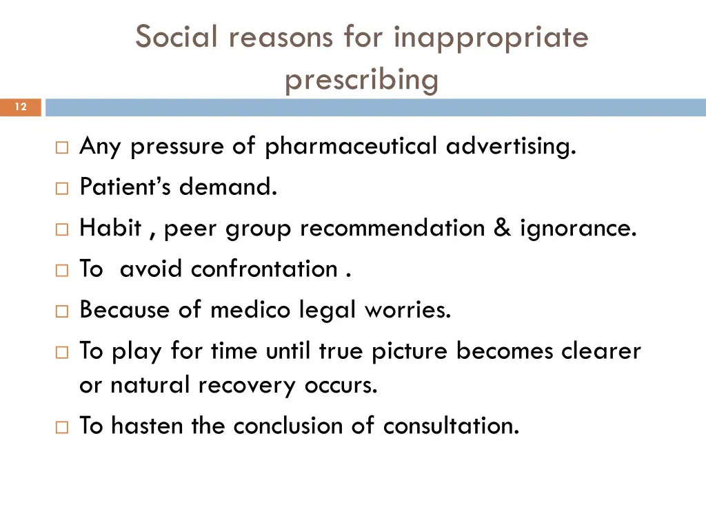 social reasons for inappropriate prescribing