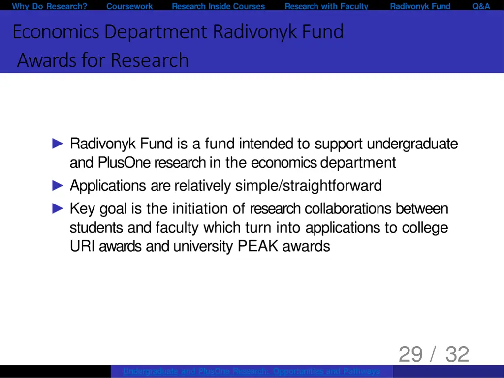 why do research economics department radivonyk