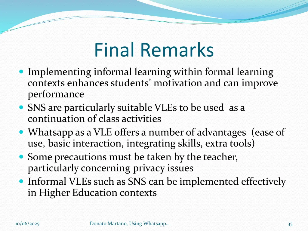 final remarks