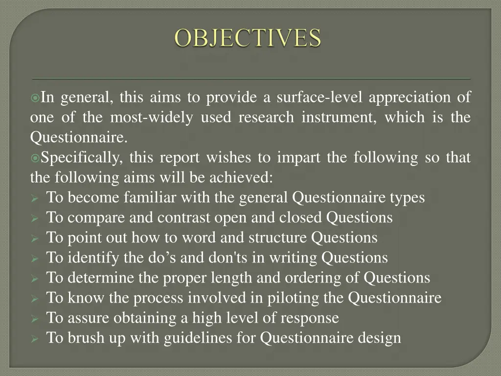 in general this aims to provide a surface level