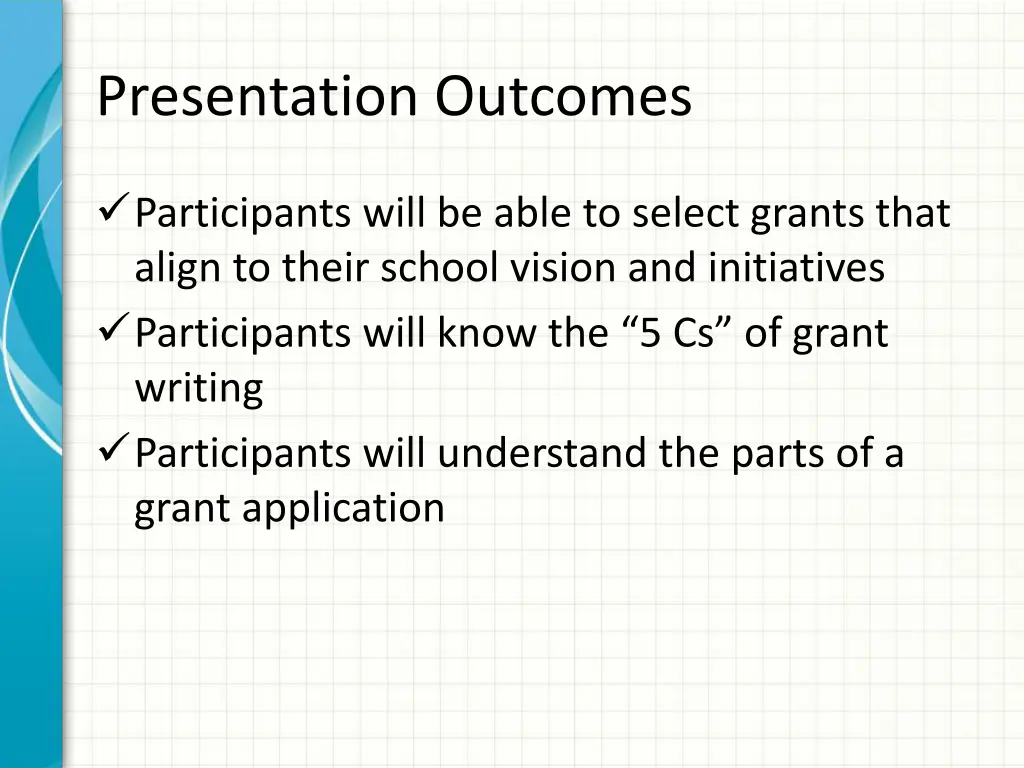 presentation outcomes