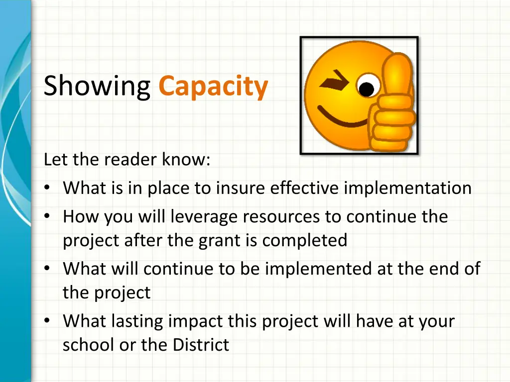 showing capacity