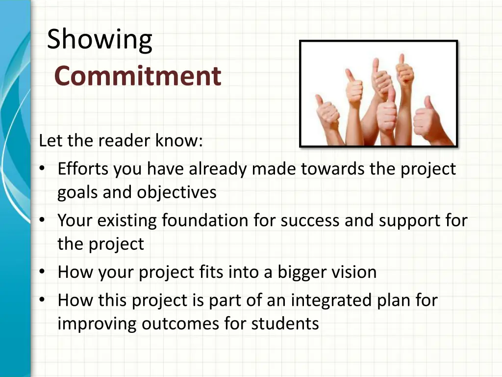 showing commitment