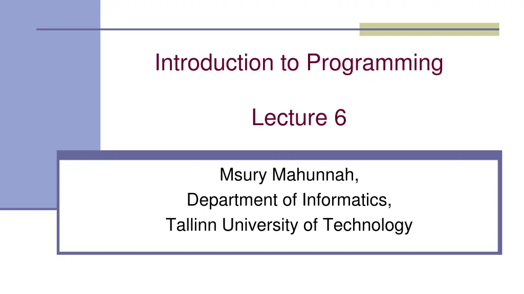 introduction to programming