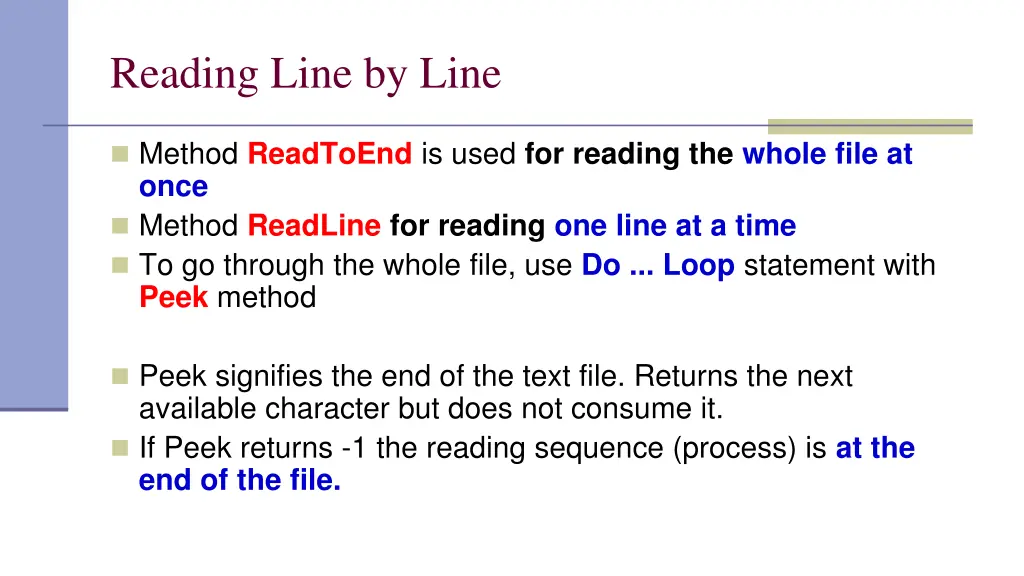 reading line by line