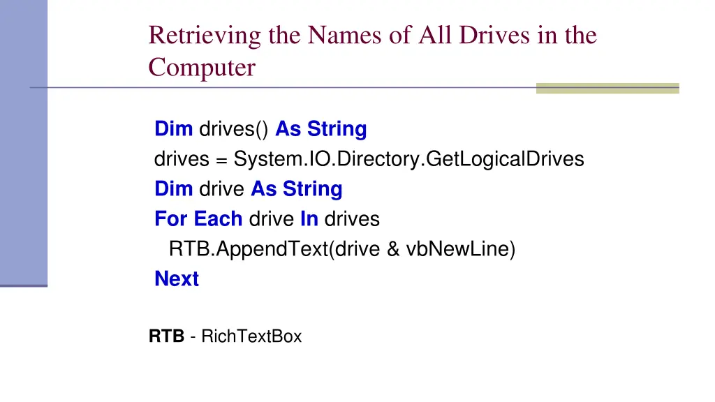 retrieving the names of all drives in the computer