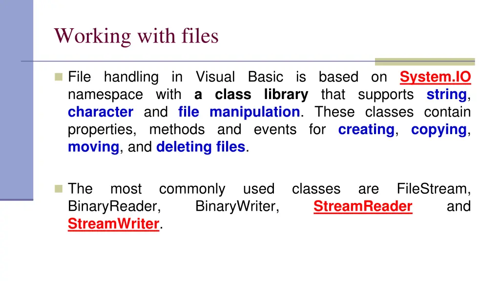 working with files
