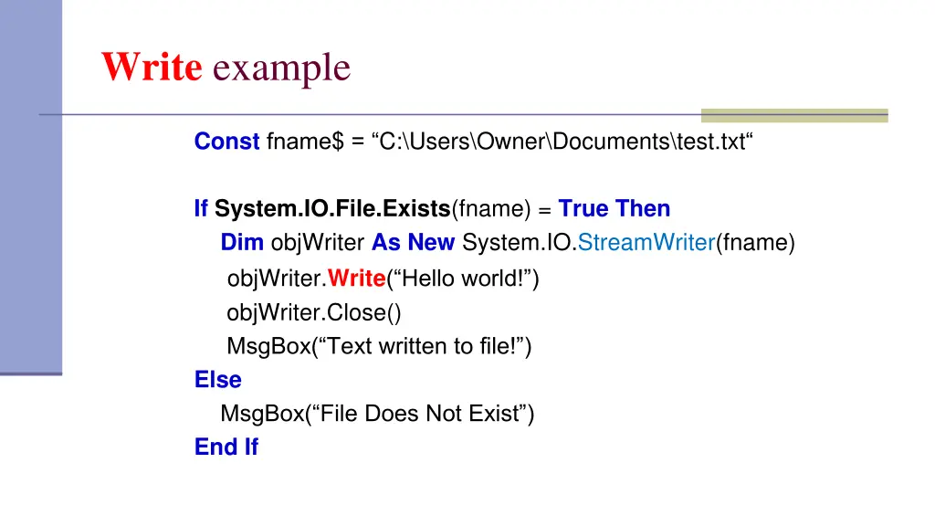 write example