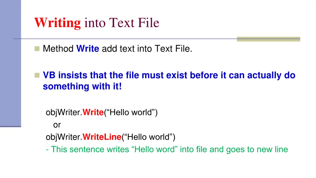 writing into text file