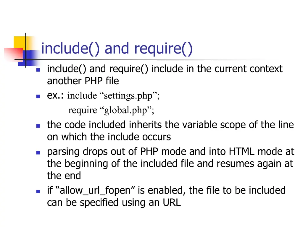 include and require