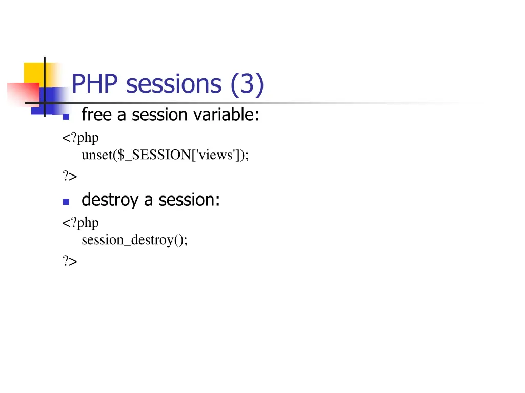php sessions 3 free a session variable php unset
