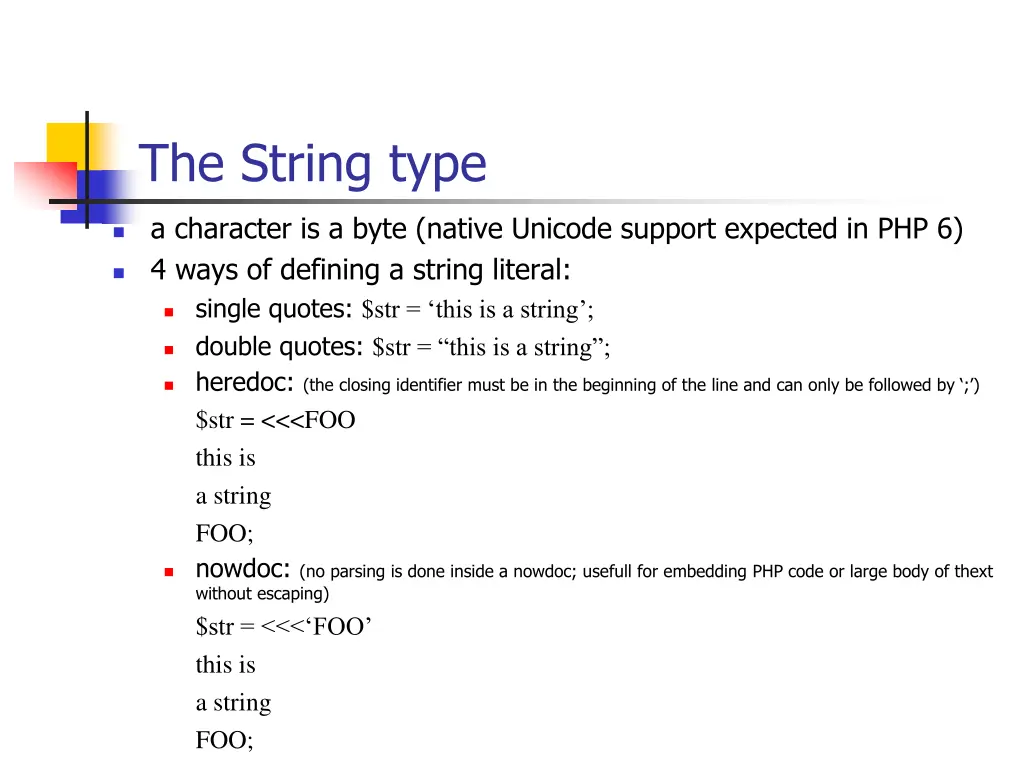 the string type