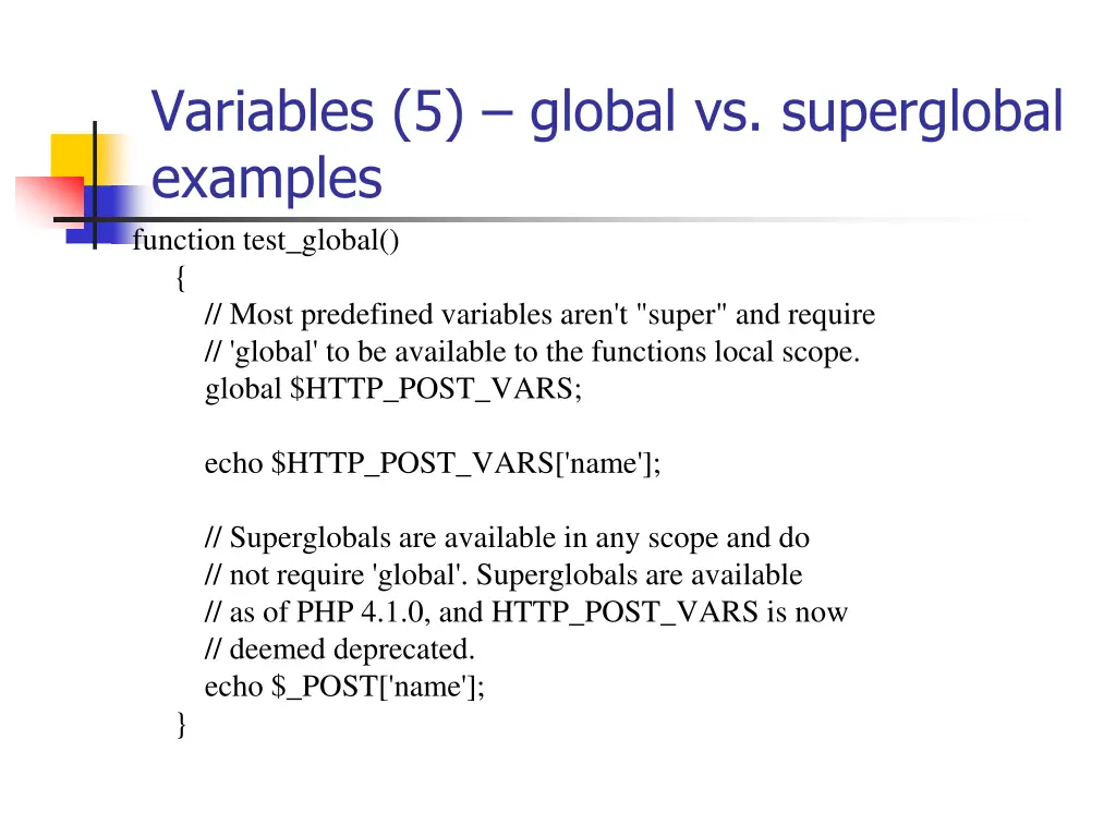 variables 5 global vs superglobal examples