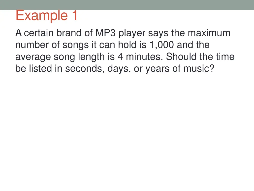 example 1 a certain brand of mp3 player says