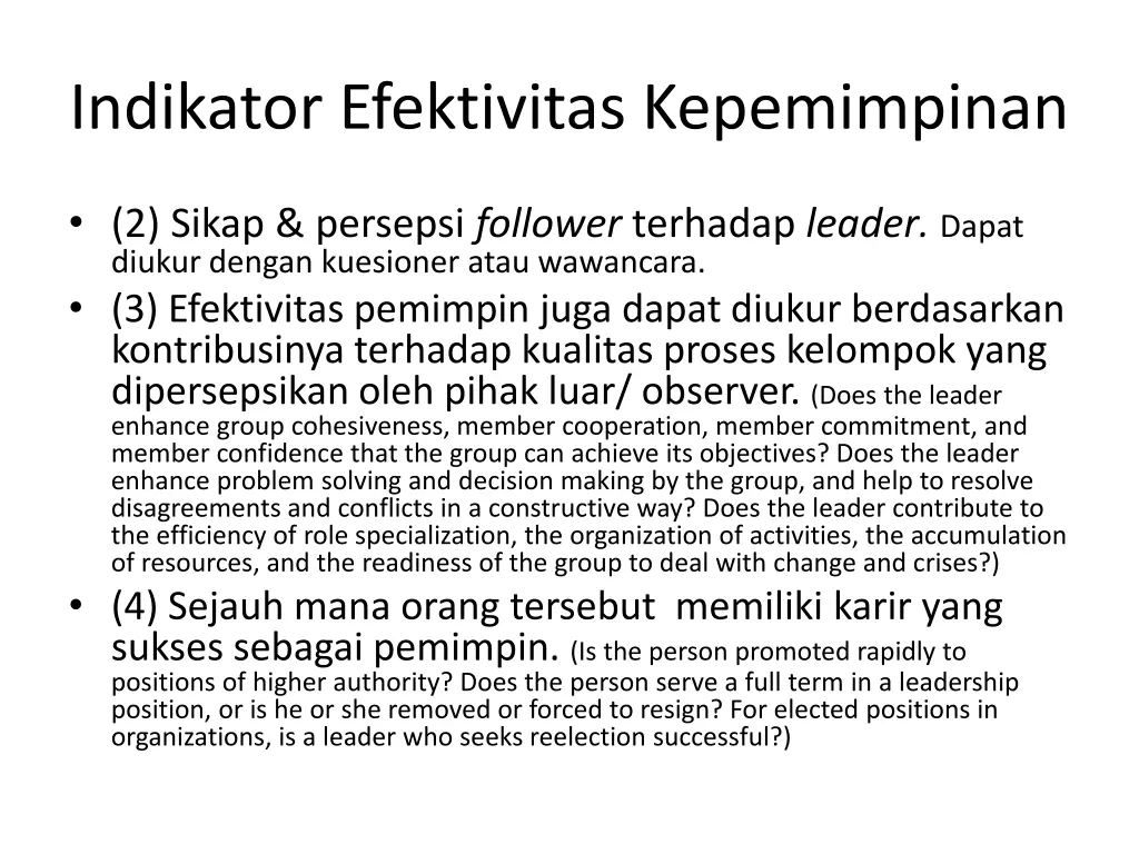indikator efektivitas kepemimpinan 1