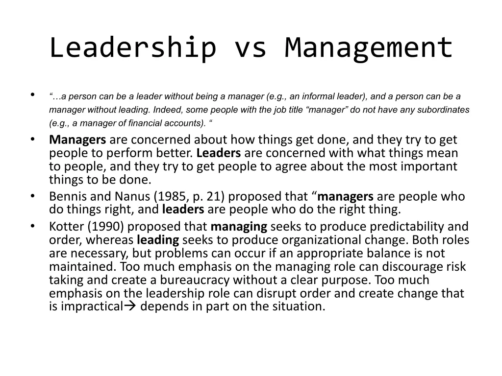 leadership vs management
