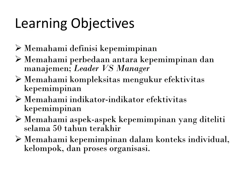 learning objectives