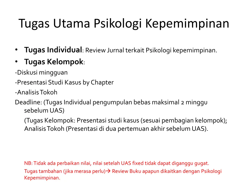 tugas utama psikologi kepemimpinan
