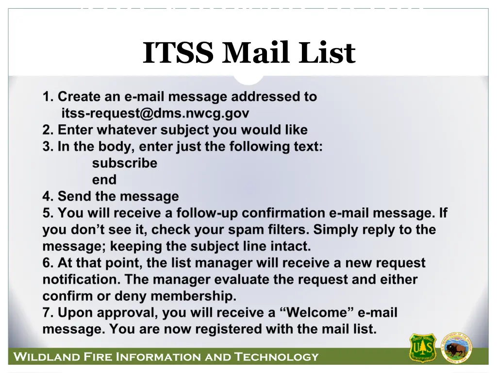 add yourself to the itss mail list