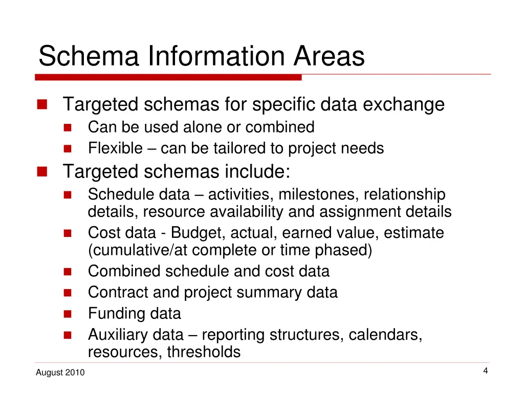 schema information areas