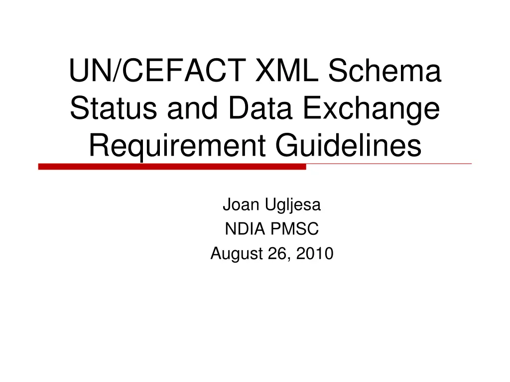 un cefact xml schema status and data exchange