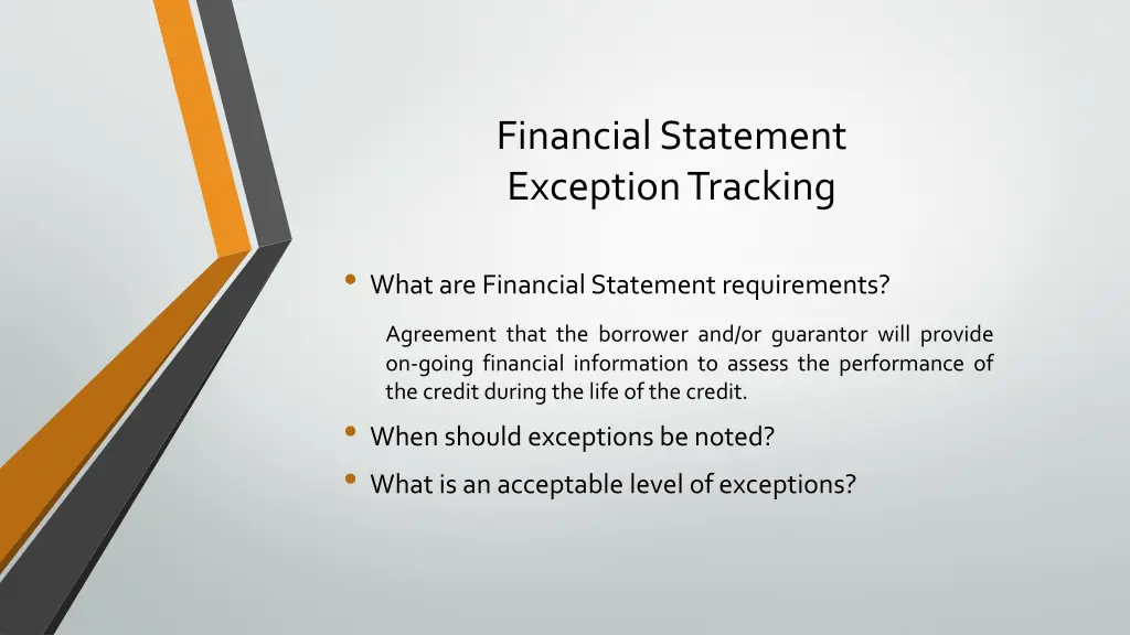 financial statement exception tracking