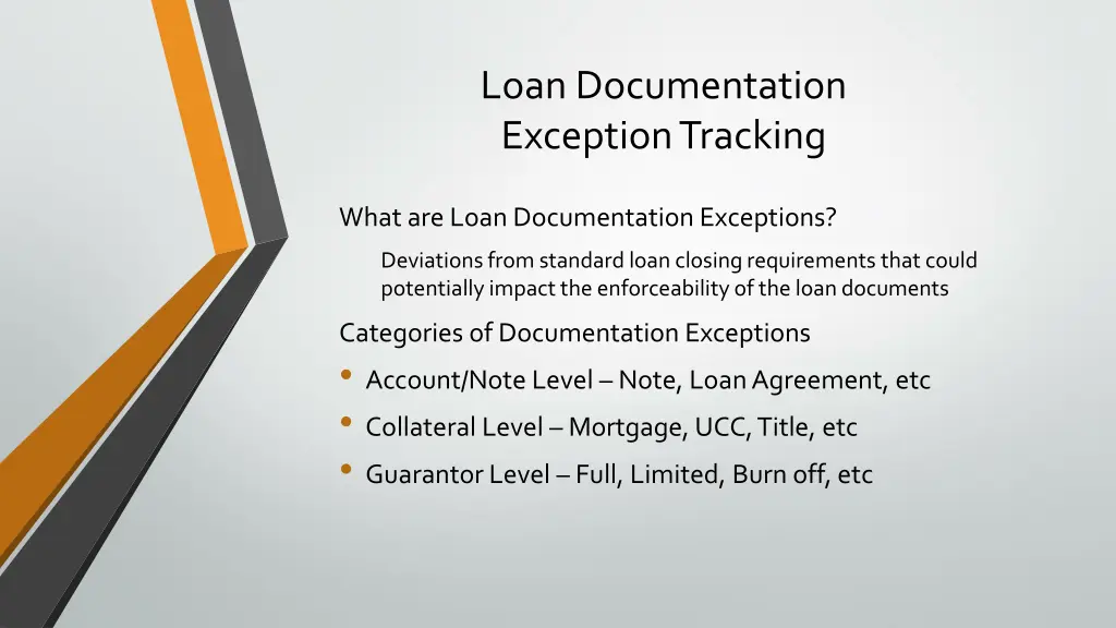 loan documentation exception tracking