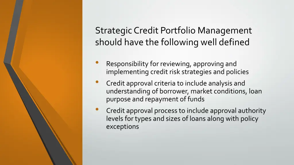 strategic credit portfolio management should have