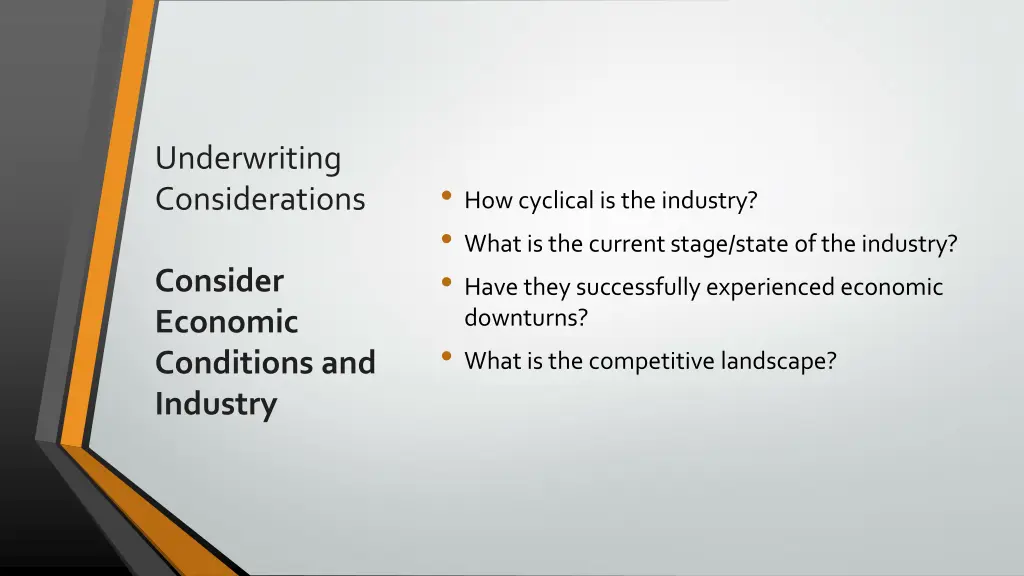 underwriting considerations