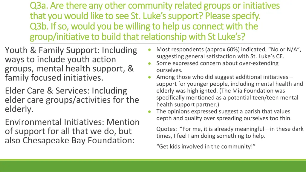 q3a are there any other community related groups