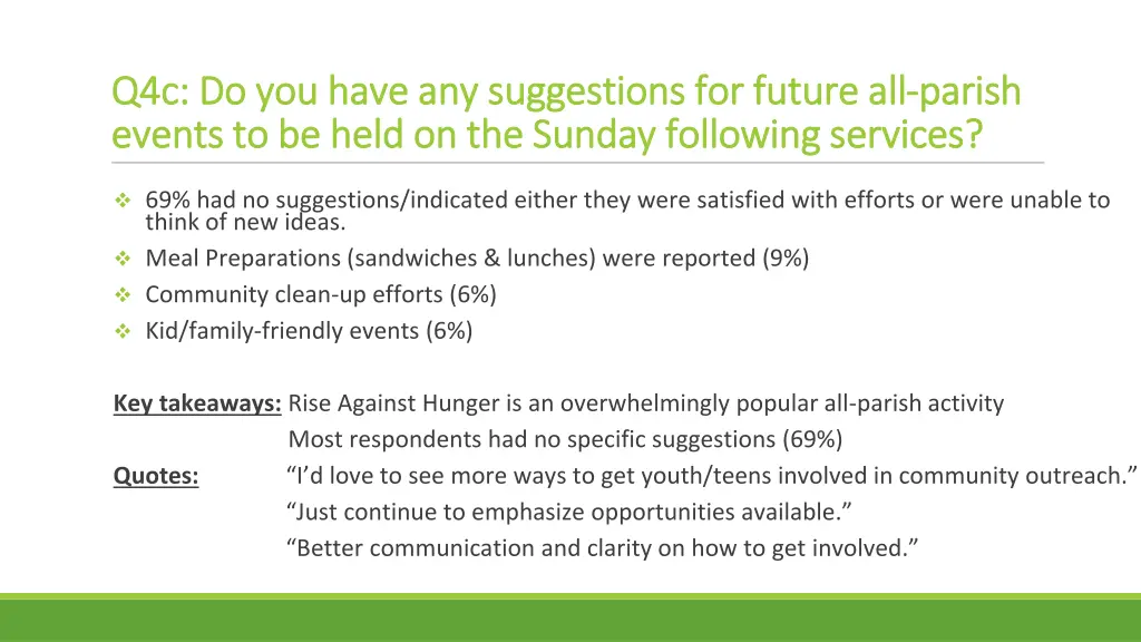 q4c do you have any suggestions for future