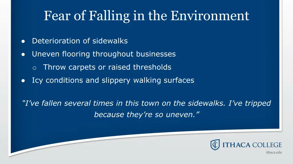 fear of falling in the environment