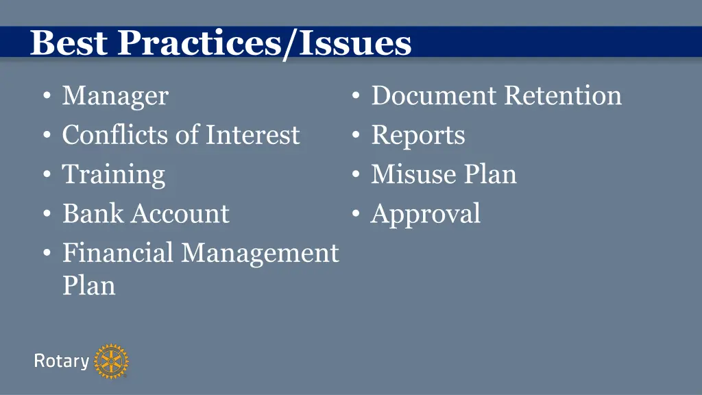 best practices issues