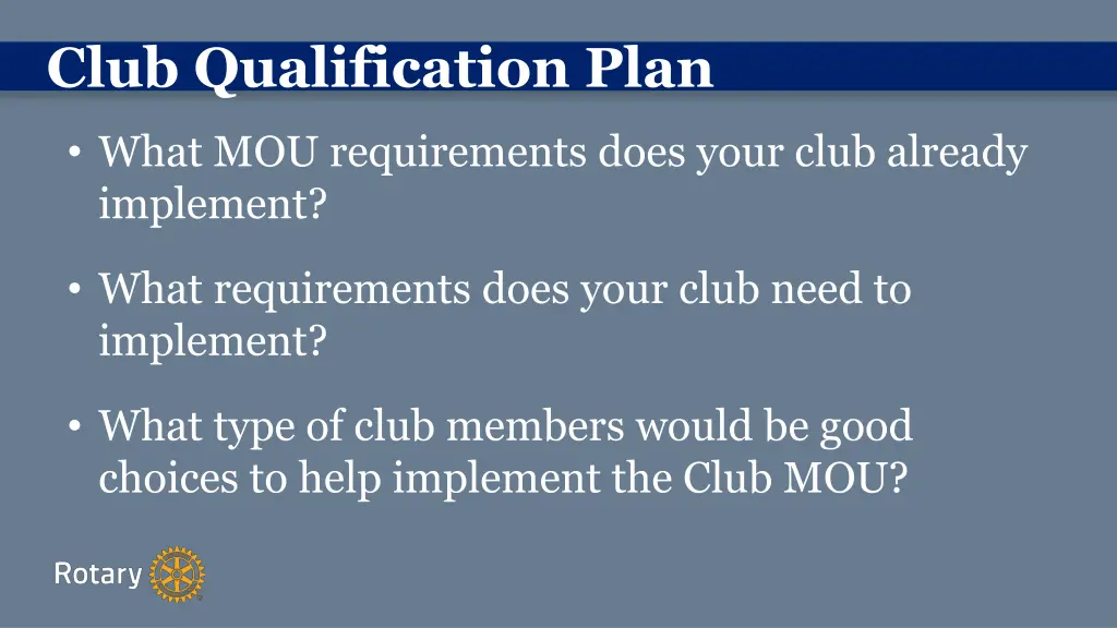 club qualification plan