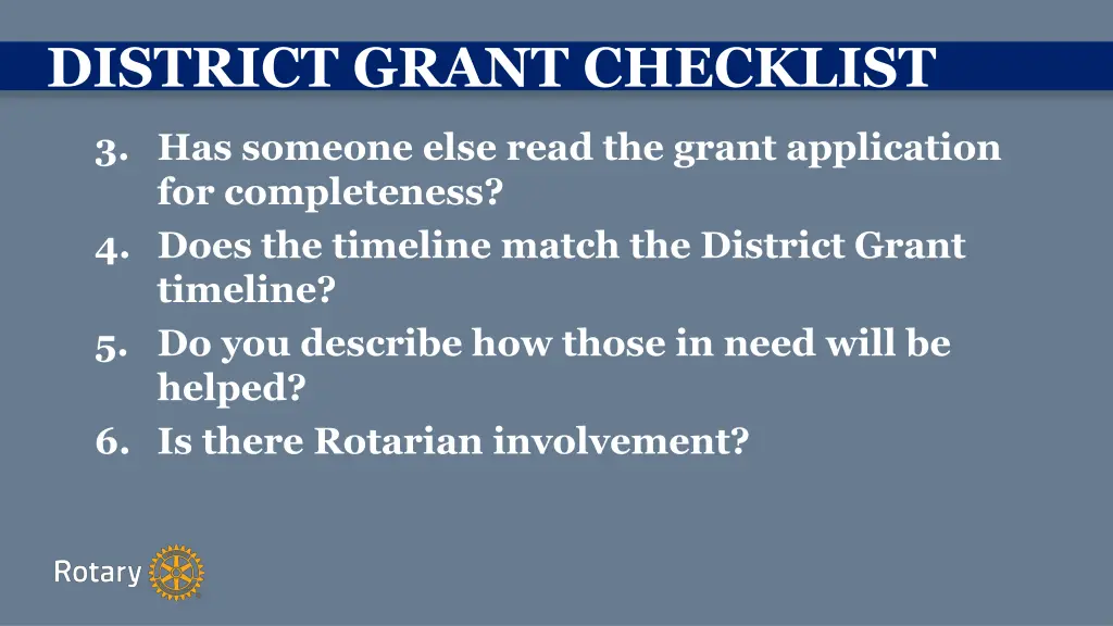 district grant checklist