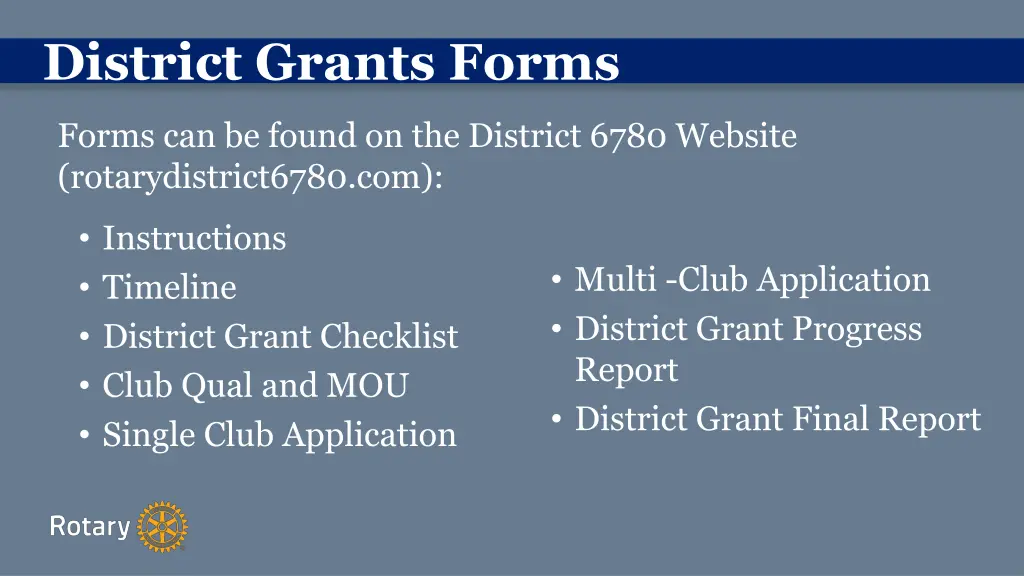 district grants forms