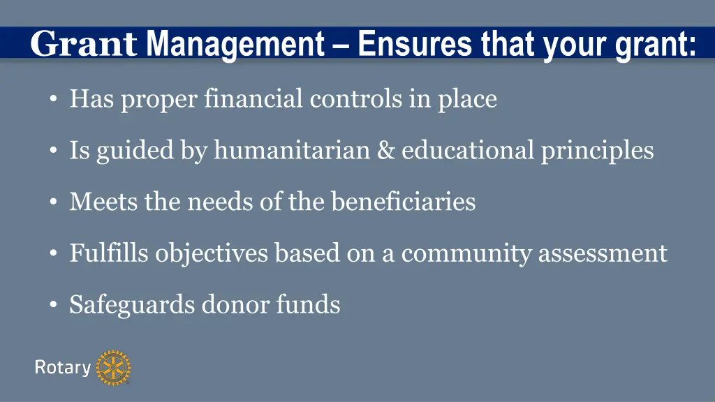 grant management ensures that your grant