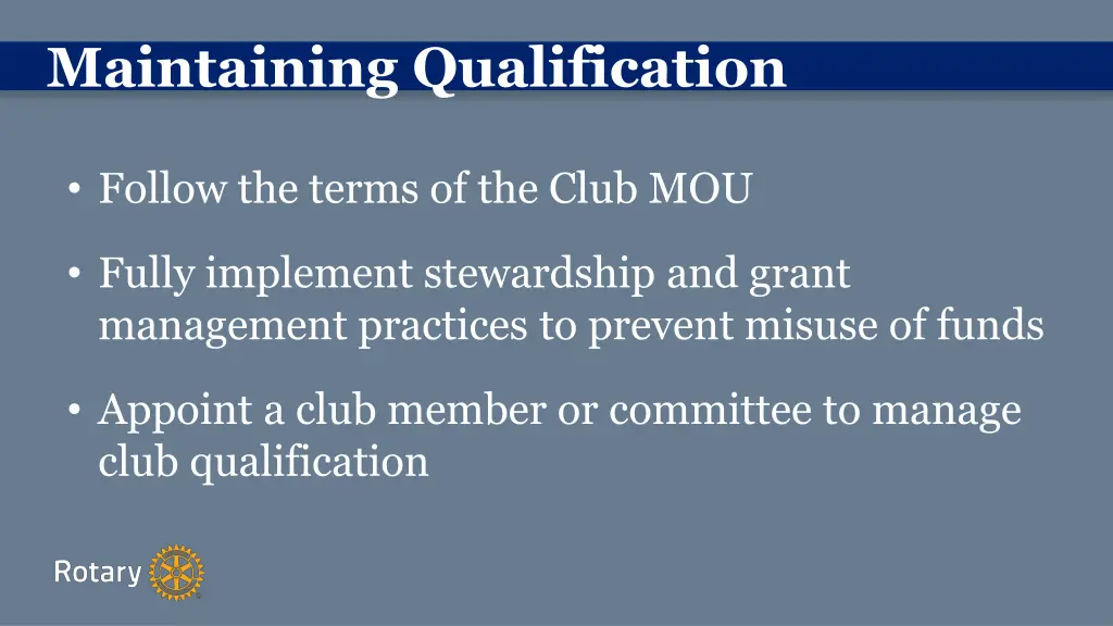 maintaining qualification